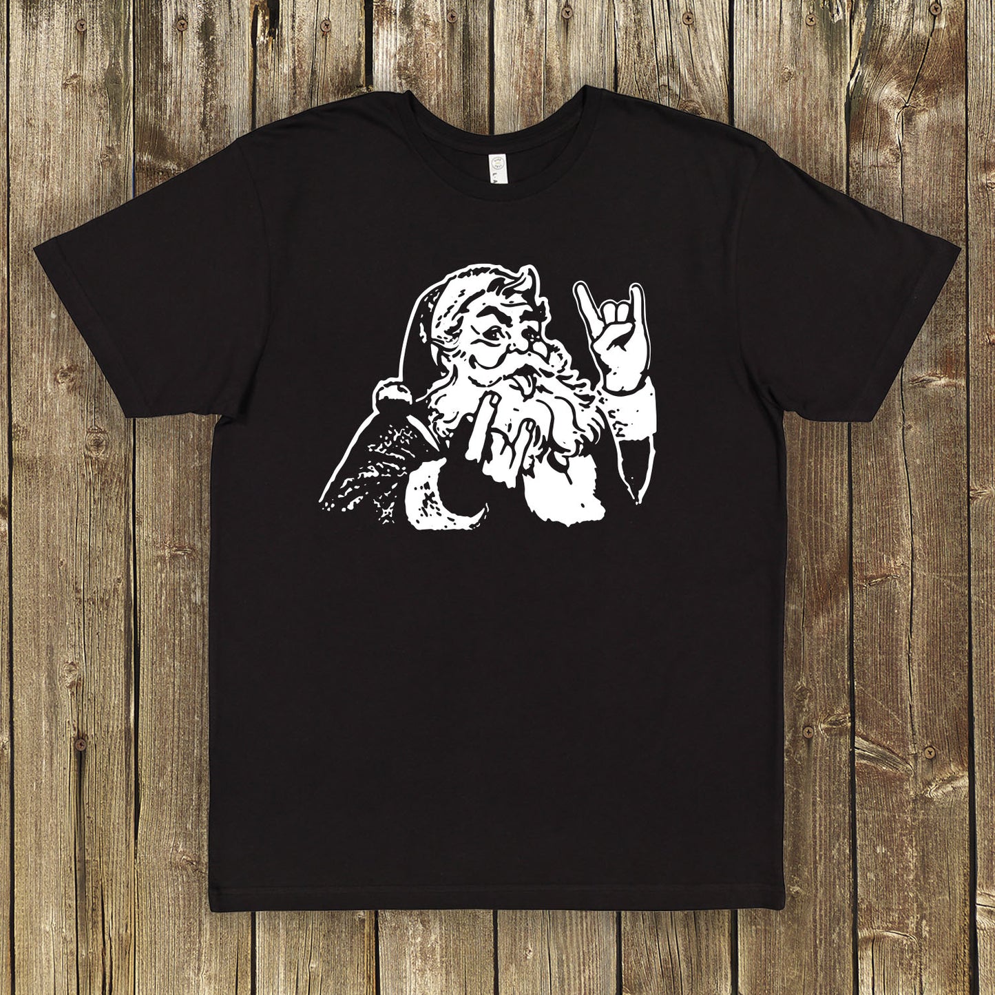 Rocker Santa "Hail Santa" Heavy Metal Christmas Shirt