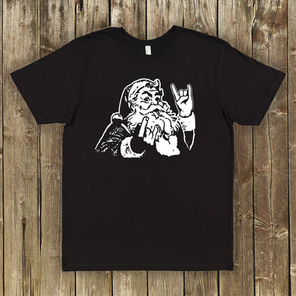 Rocker Santa "Hail Santa" Heavy Metal Christmas Shirt