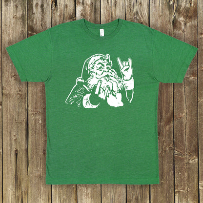 Rocker Santa "Hail Santa" Heavy Metal Christmas Shirt