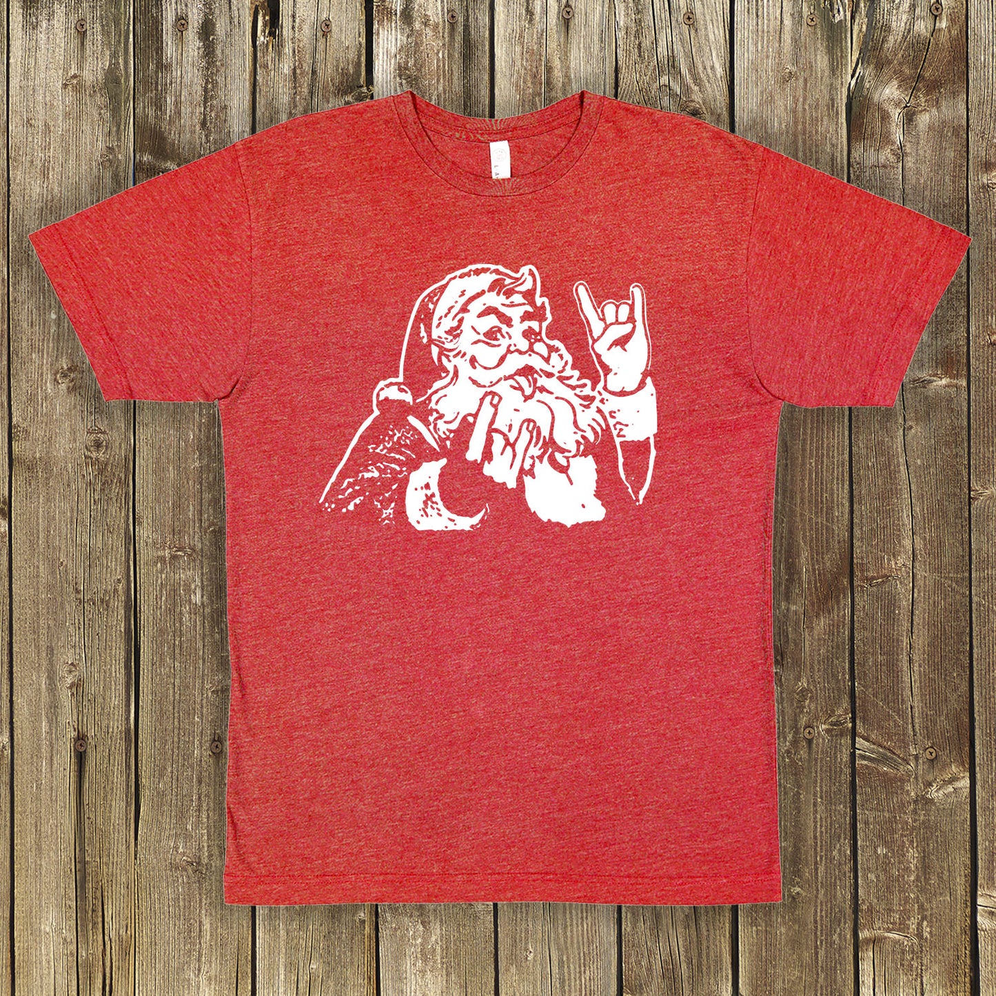Rocker Santa "Hail Santa" Heavy Metal Christmas Shirt
