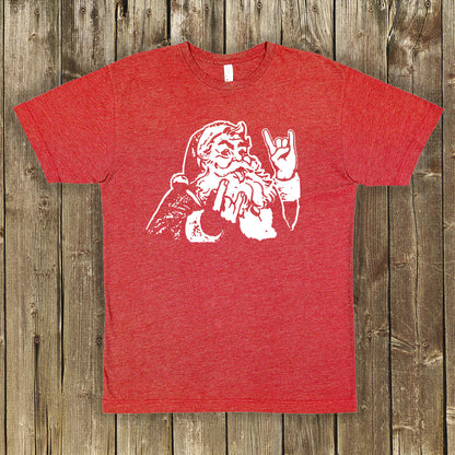 Rocker Santa "Hail Santa" Heavy Metal Christmas Shirt
