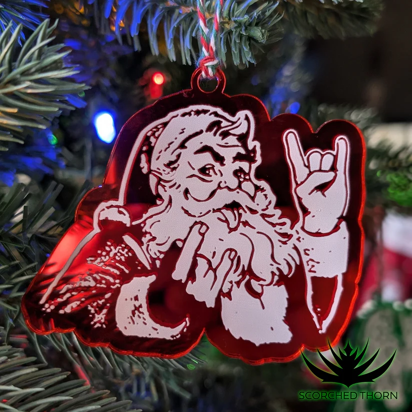 Rocker Santa Ornament